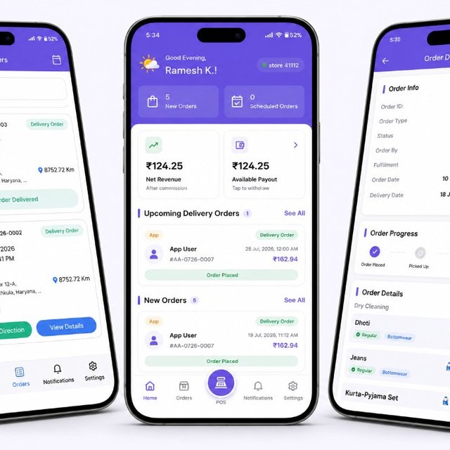 On-demand laundry marketplace platform — Flutter apps and admin dashboard